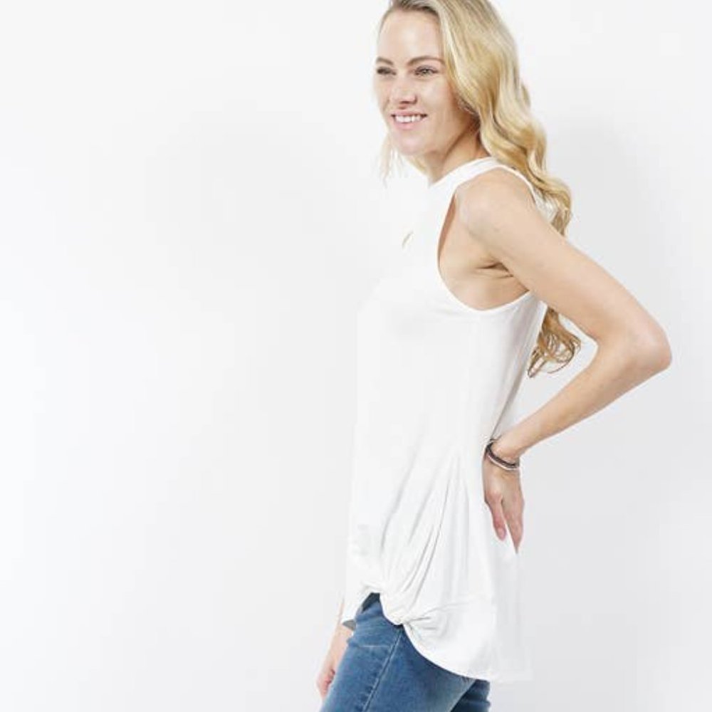 White Sleeveless Women's Tank Top - Picture 2 of 3